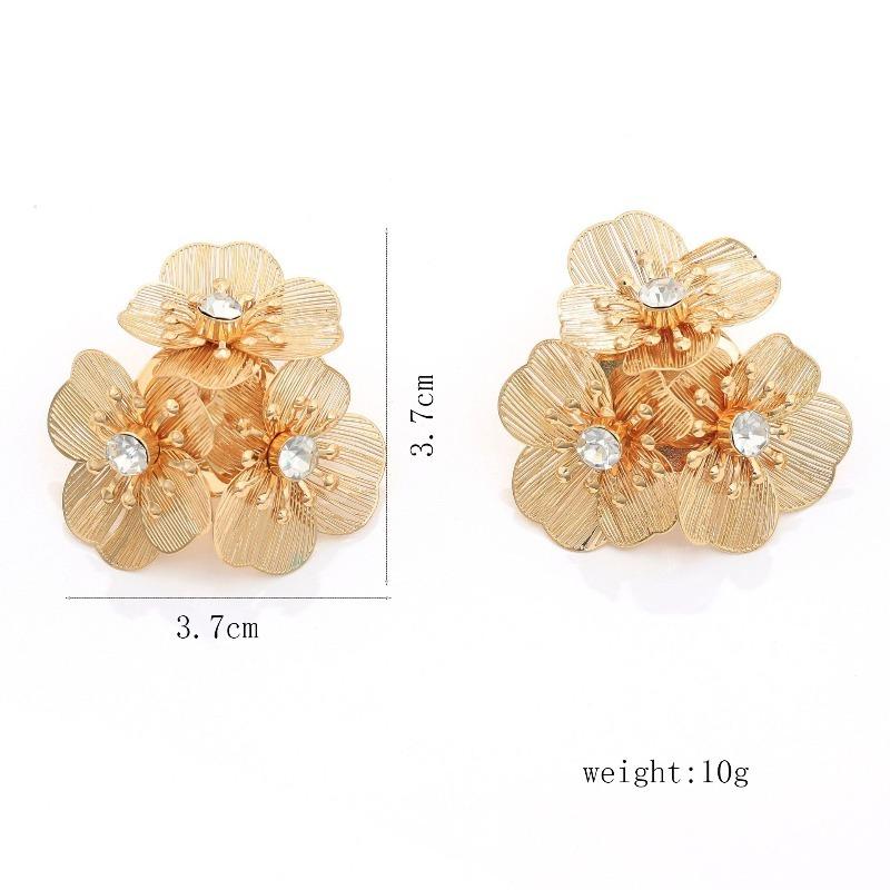European and American New Fashion Flower Shape White Zircon Inlaid Luxury High-end Women's Earrings