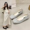Single shoes women's 2026 spring new shallow mouth retro square head versatile polka dot inner height increase single shoes