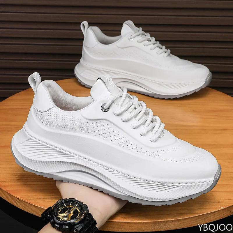 Fashion Men's Summer leather sneakers Trendy versatile dad shoe Casual non slip running shoes Fashion height increasing Male shoes Homme