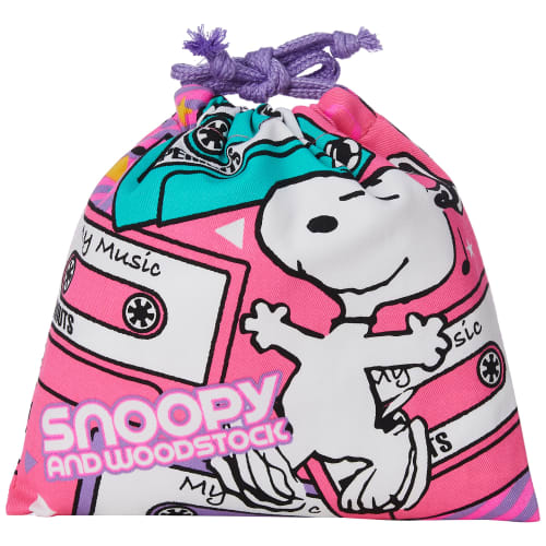 

Snoopy Drawstring Bag, Double-Sided Print, 20cm x 22cm, Music, Pink