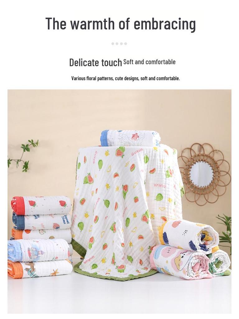 Pătură personalizabilă cu șase straturi din bumbac seersucker pentru copii și prosop pentru bebeluș - Moale, absorbant și pătură cu margine lată