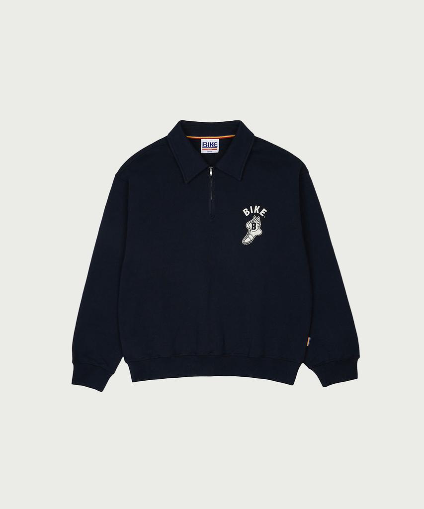 BIKE Wing Shoes Logo Half Zip Sweatshirt _ Navy