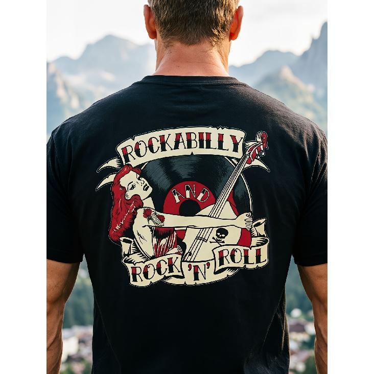 Rockabilly Rock 'n' Roll Tričko Vintage Pin-up Design Venkovní Volnočasové Oblečení, Prodyšné Tričko.