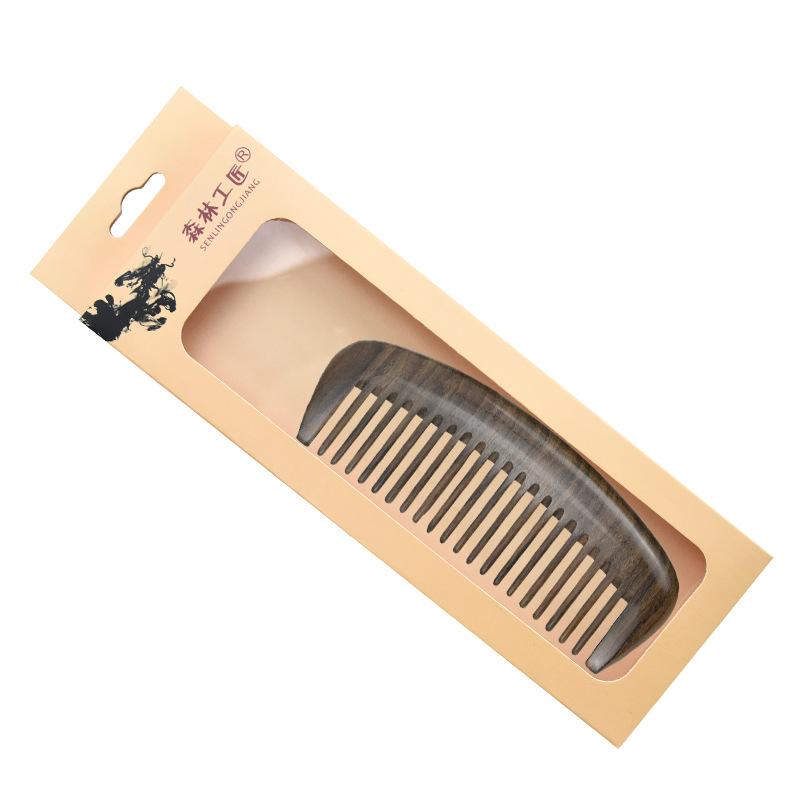 Moon-Shaped Solid Wood Comb for Men and Women – Deep Precious Treasure, Home Daily Use, Engraved Design