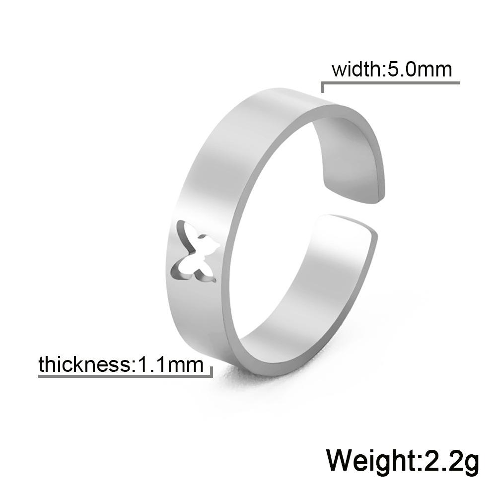 Hohl gearbeitete Schmetterlings-Partnerringe aus Edelstahl für Damen Geschenk Dating-Schmuck Damen Herren Valentinstagsring Geburtstagsgeschenk