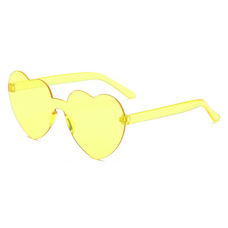 New Fashion Candy Heart Sunglasses Women Gradient Color Integrated Sun Glasses Personality Frameless Design Female