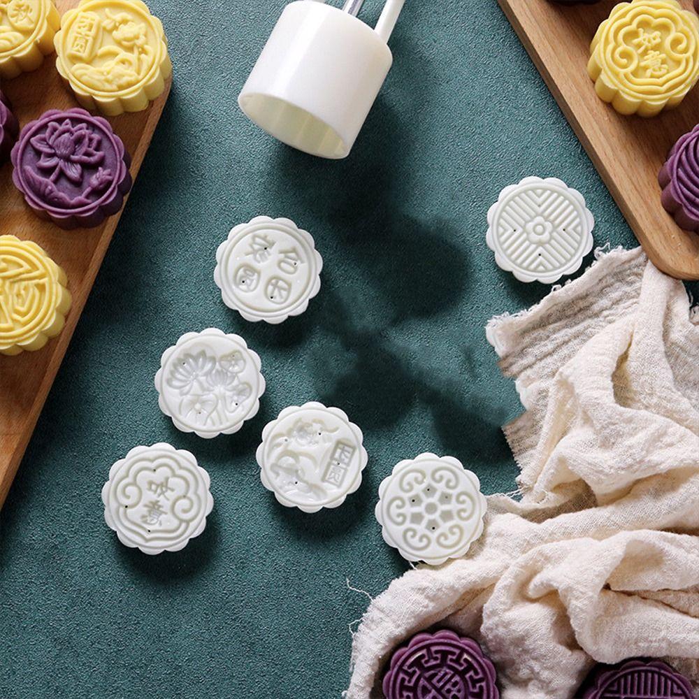 Cookie Tools 50g Mooncake Mold 3D Pattern Non-stick Pastries Dessert Mold Plastic Mini Cookie Cake Mould Lotus Flower Coconut
