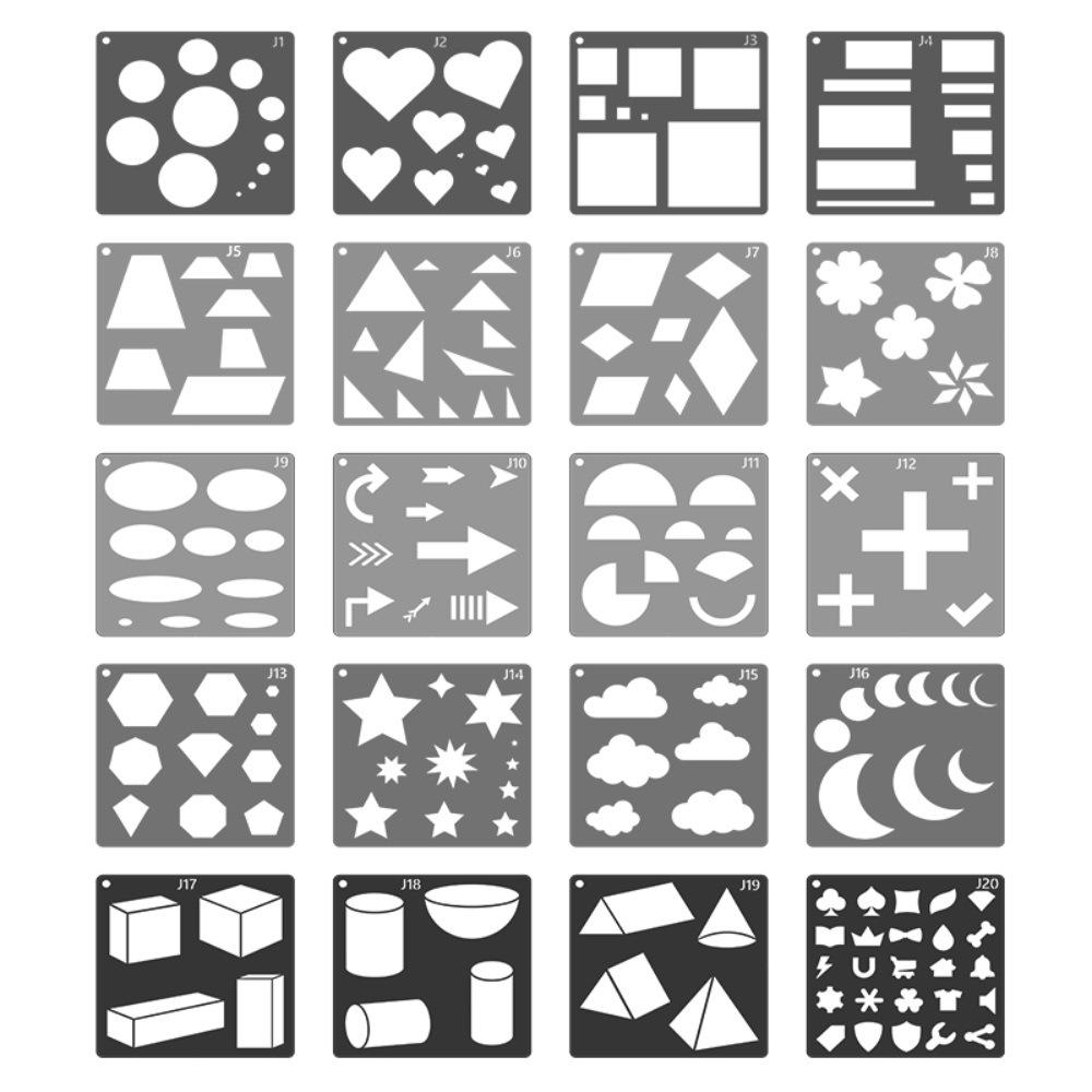 Colorful Geometric Shape Stencils (20 Sheets) - Children's DIY Painting Tool Set
