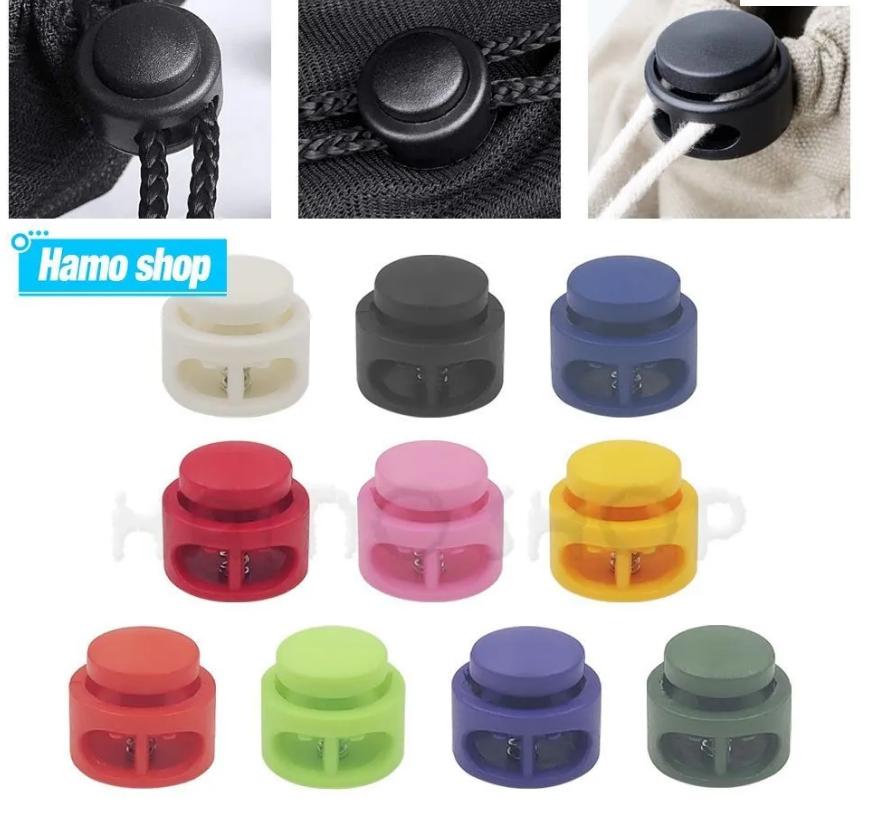 

Colorful Double-hole Spring Buckle, Elastic - Buckle, Nylon Bag Buckle, Shoe Lace Adjustment Buckle, Round Elastic Cord Buckle One Size