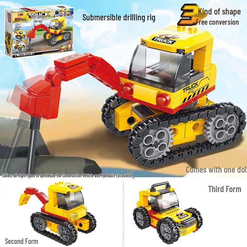 6-in-1 Kids' Building Block Set: Train, Robot, Tank, Police - Compatible Blocks for Boys & Girls