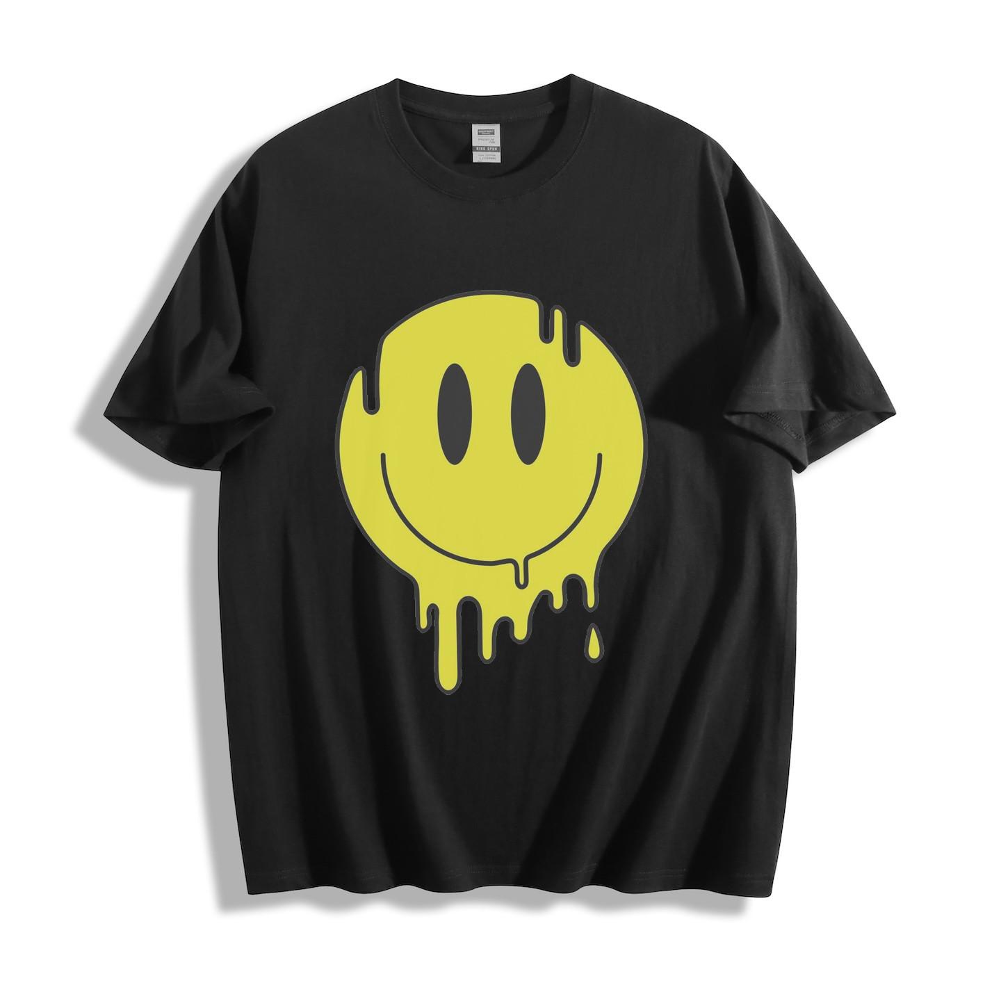Melting Smiley Face T-Shirt Mens Womens Tees Top - Bold Psychedelic Design Unisex Tee 2XL