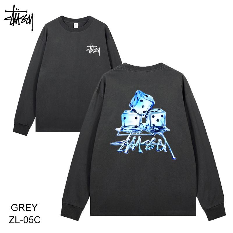 

Stussy 2024 весна и осень новая высококачественная хлопковая футболка Stussy Ice Dice с длинными рукавами и принтом для мужчин и женщин