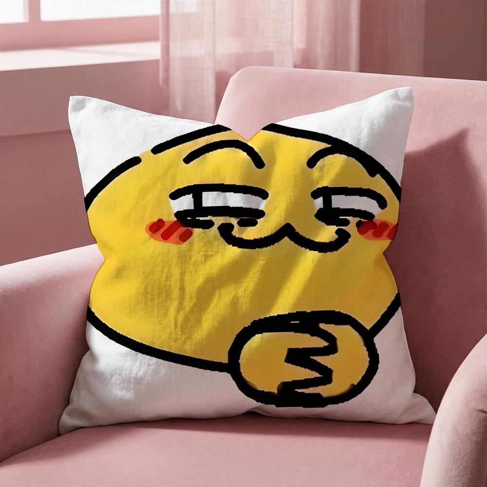 S-Soybean Expression2 EMOTICON Cushion Cover Multi-Scene Pillow Cover for Home & Car - Reversible, Soft & Durable for Daily Use