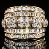Exquisite Gold Color Inlaid White CZ Women's Ring Geometry Design Daily Wear Party Jewelry