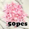 50pcs/bag 85*85mm Fresh Pink Ribbon Bows Small Size Satin Ribbon Bow Flower Craft Decoration Handwork DIY Party Decoration