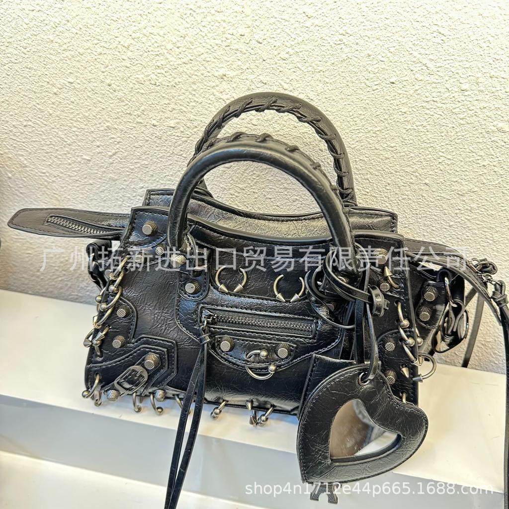 Trendy Rhinestone Tassel Crossbody Motorcycle Bag for Women