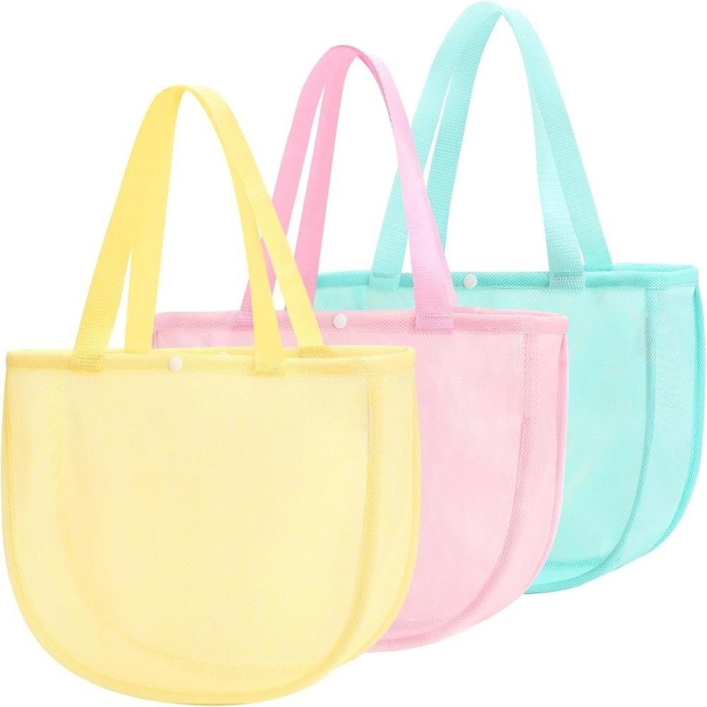 Waterproof Solid Color Mesh Pouch Lightweight Toy Storage Bag Cute Beach Bag  Gift