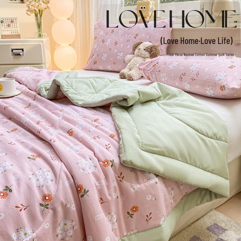 Jieliya Washed Cotton Floral Summer Quilt & A/C Blanket