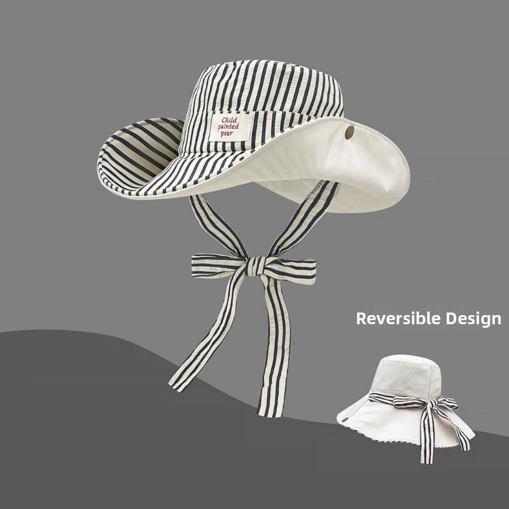 Foldable Reversible Bucket Hat Wide Brim Fishmen Hat New Striped Sun Hat  Outdoor