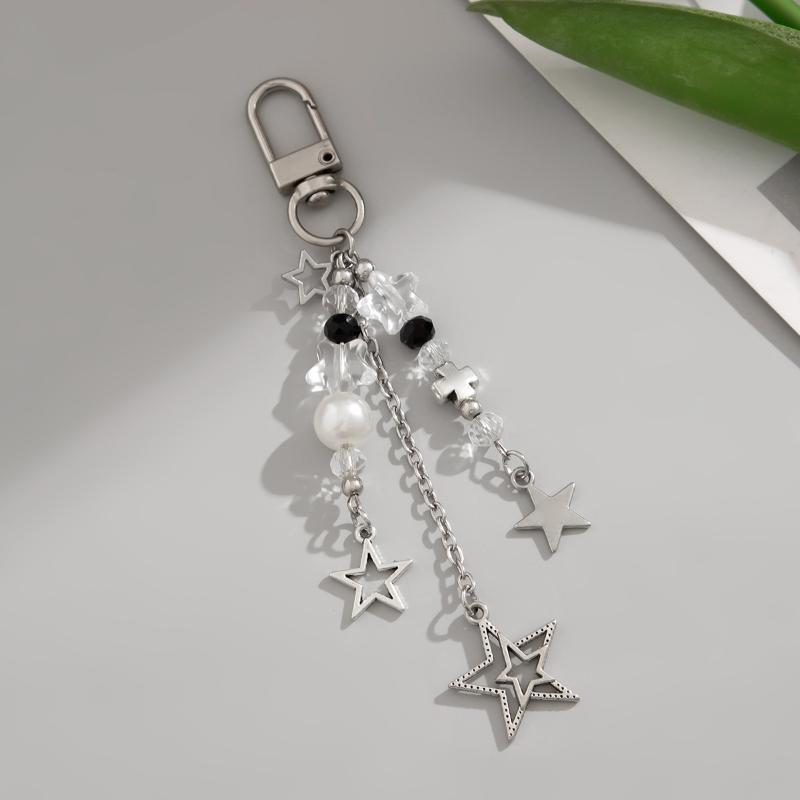 Y2K Fashion Acrylic Keychain Flower Star Love Bow Strawberry Pendant For Student Women Bag Backpack Accessories