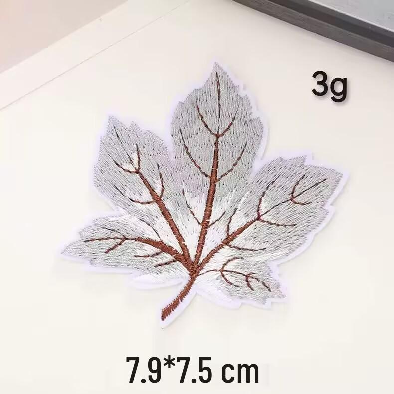 Maple Leaf Computer Embroidery Patch for Jackets - Self-Adhesive Textile Sticker Accessory