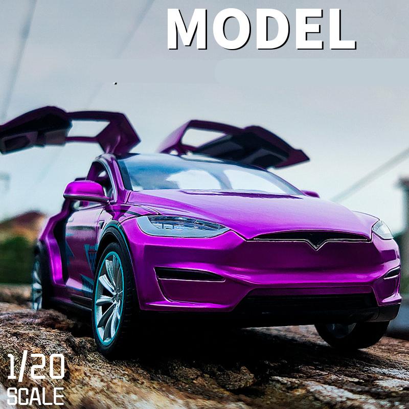 1/24 Tesla Model X SUV Alloy Car Model Diecast Metal Vehicles Car Model Simulation Sound and Light Collection Childrens Toy Gift