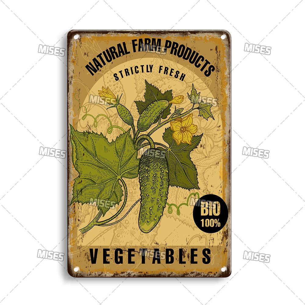MISES Fruit And Vegetable Metal Poster Decorative Plate Kitchen Vintage Poster Home Bar Farm Industrial Decor Metal Tin Sign