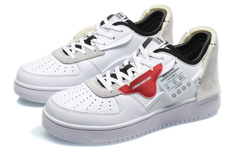 Li Ning CF De Sequencing Abrasion Resistant Slip Resistant Low Top Skateboard Shoes Women's White Red AGCQ394-1