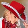 Christmas Red Denim Frayed Edge Santa Hat for Holiday Performances