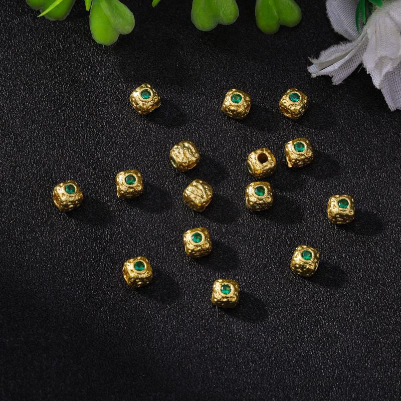 Gold-Plated Rhinestone Four-Leaf Clover Copper Spacer Beads for DIY Bracelets