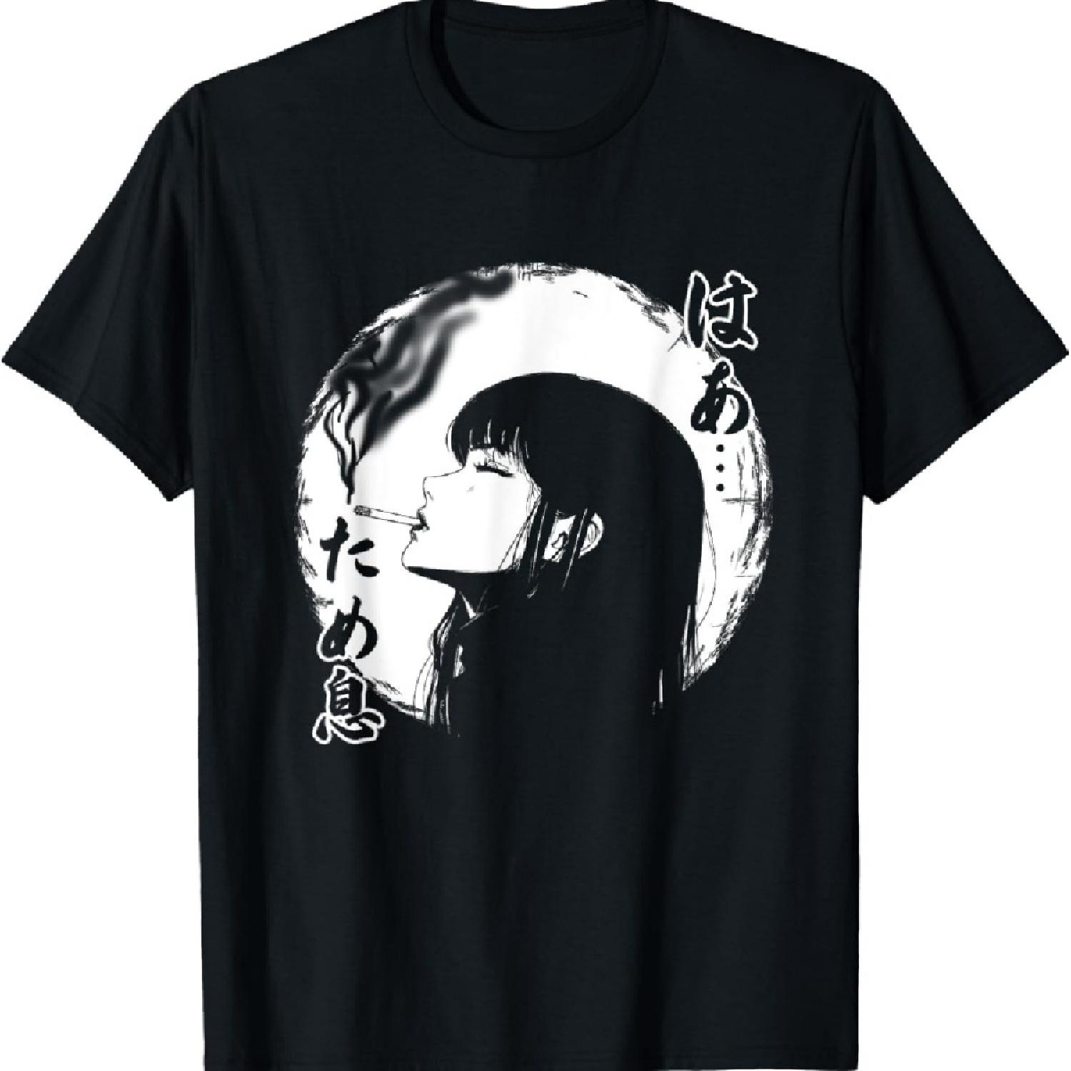 

Аниме Силуэт Манга Девушка Курит Японская Каллиграфия Футболка XXXXXL чёрный