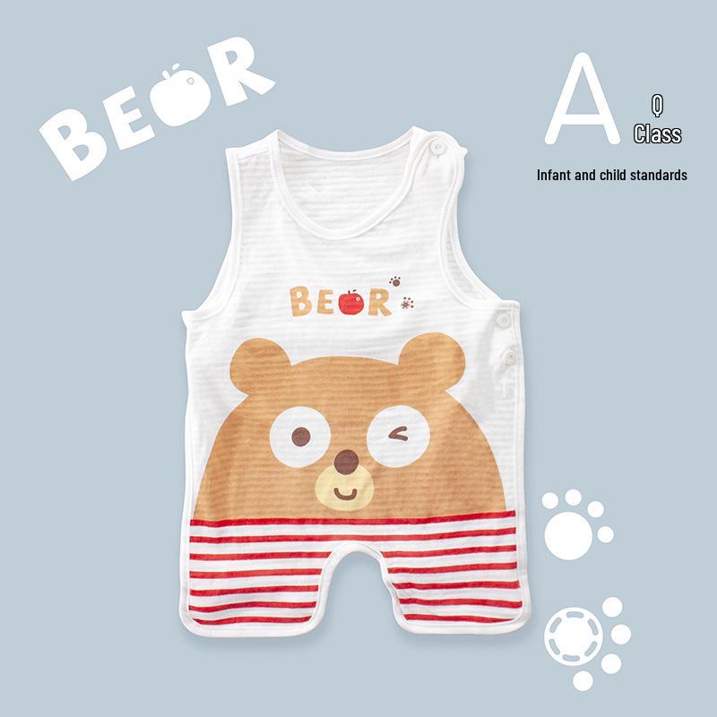 Bavoir d'été mignon Tao Baby en coton à demi-dos et leggings fins protecteur de ventre pour nouveau-nés