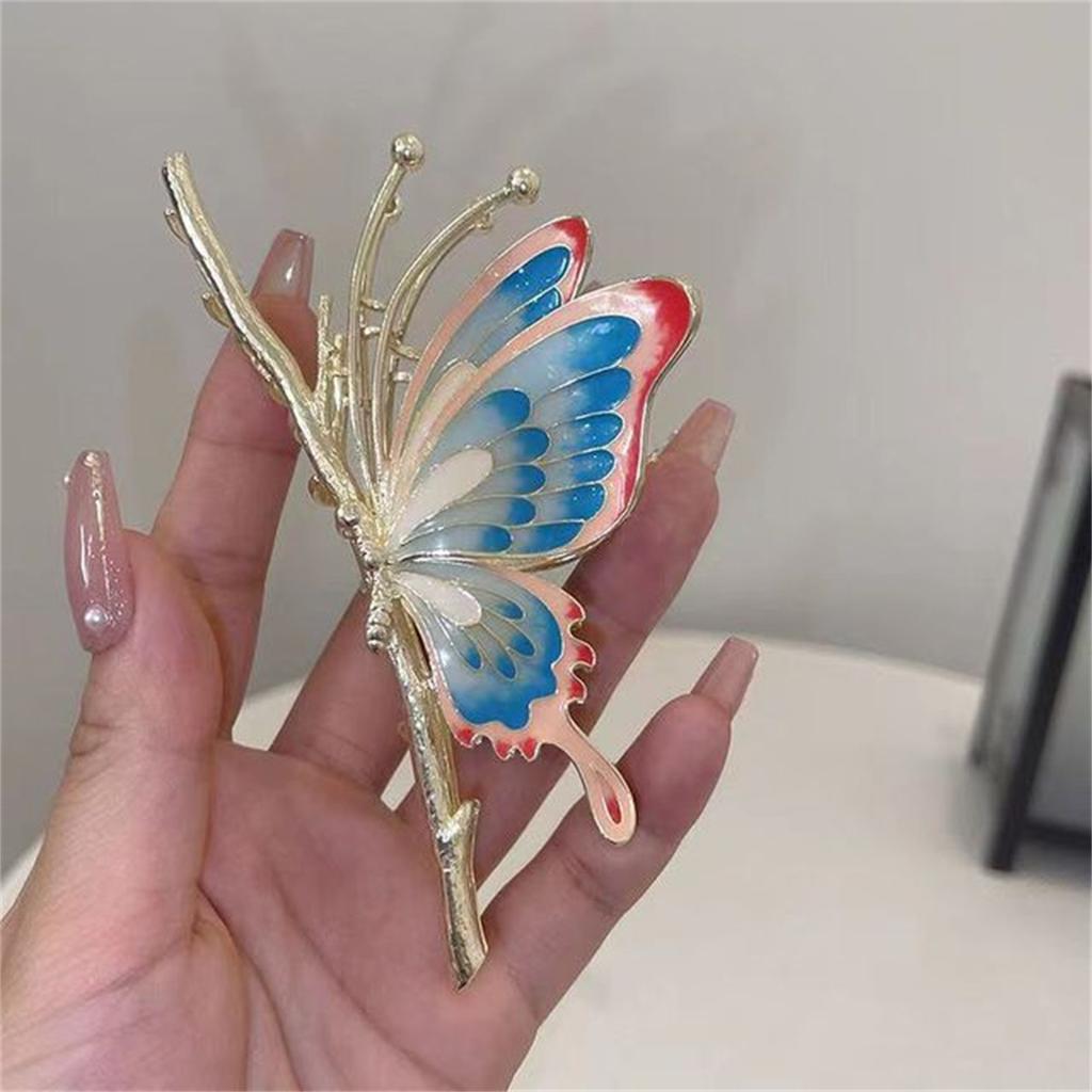 Women Vintage Painted Butterfly Hair Claws Luxury Hair Clips Barrette Headwear Shark Hair Clip
