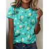 Summer Flower 3D Printing Fashion Street Trend T-Shirts Casual Loose Short Sleeve Round Neck Women's T-Shirts