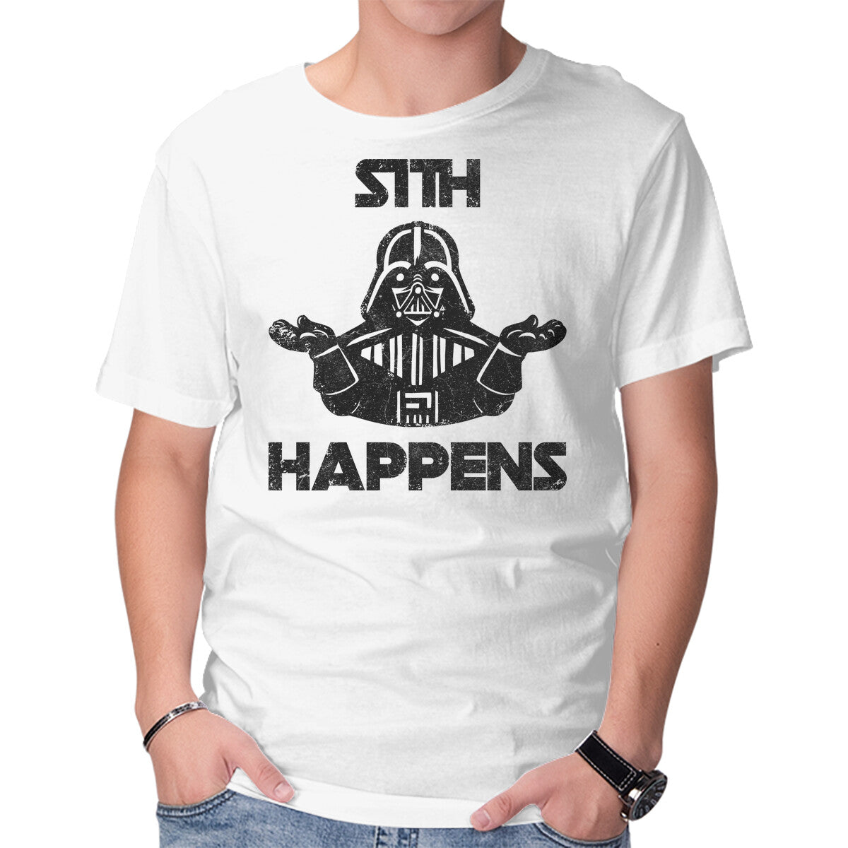 Unisex Crew Neck T-Shirt Sith Happens Graphic Short Sleeve Casual Tee XXL