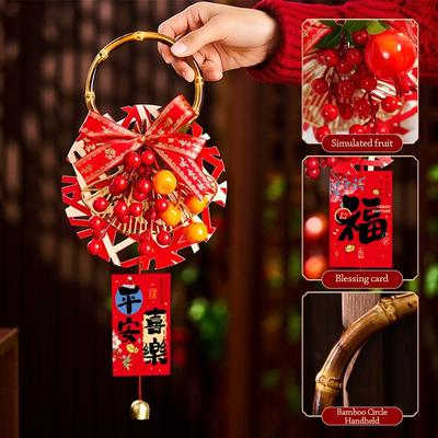 Red New Year Decoration Gold Bell Red Berries Chinese New Year Hanging Pendant Lucky Charm Greeting Spring Festival Ornament