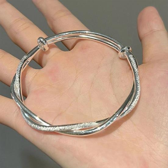 Dámský náramek zkroucený zapletený ze slitiny stříbrné barvy v čínském stylu nastavitelný hladký leštěný náramkové šperky k výročí narozeninám lehký náramek