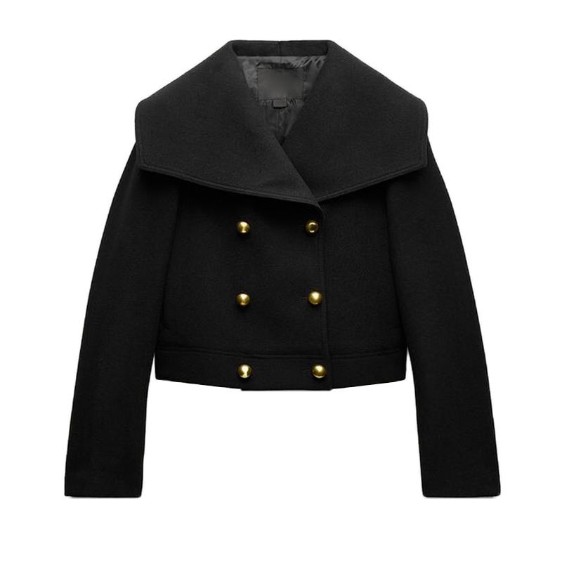 Spring New Women's Clothing Double Breasted Wide Lapel Long Sleeves Wool Blend Fashion Jacket Outwear 7522044