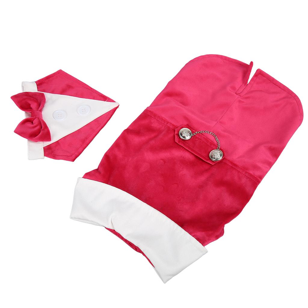 Dog Suit Soft Hook and Loop Closure Stylish Pet Formal Clothes with Bow Tie for Wedding Party Daily Rose Red