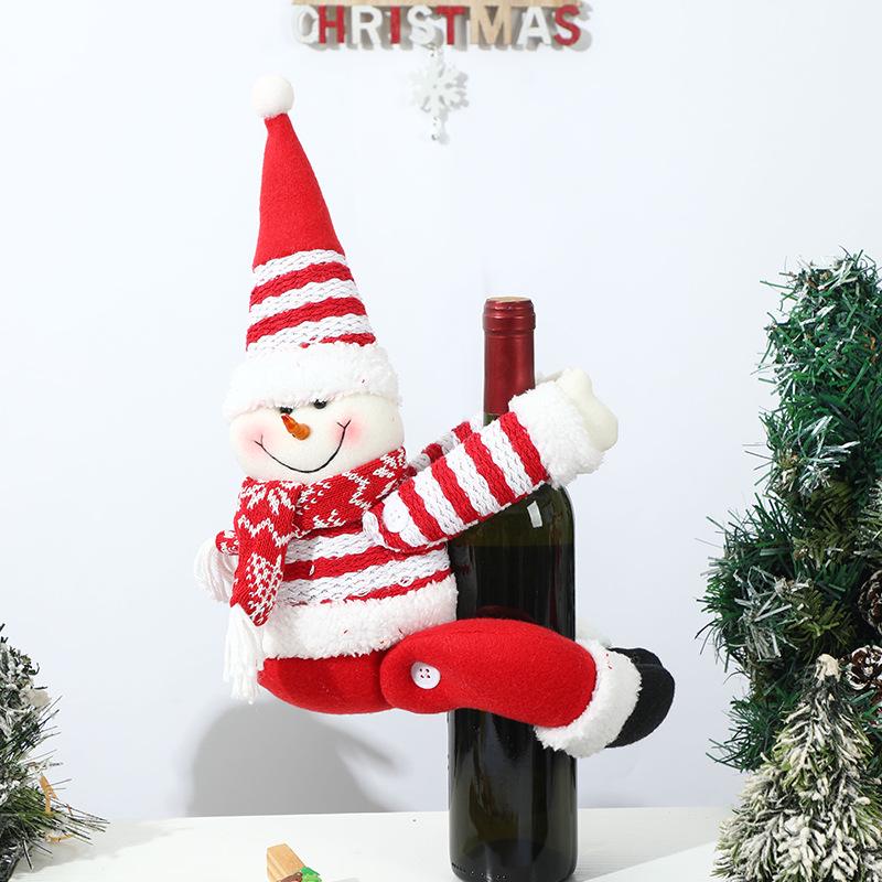 Festive Cartoon Wine Bottle Covers for Christmas Table Decor