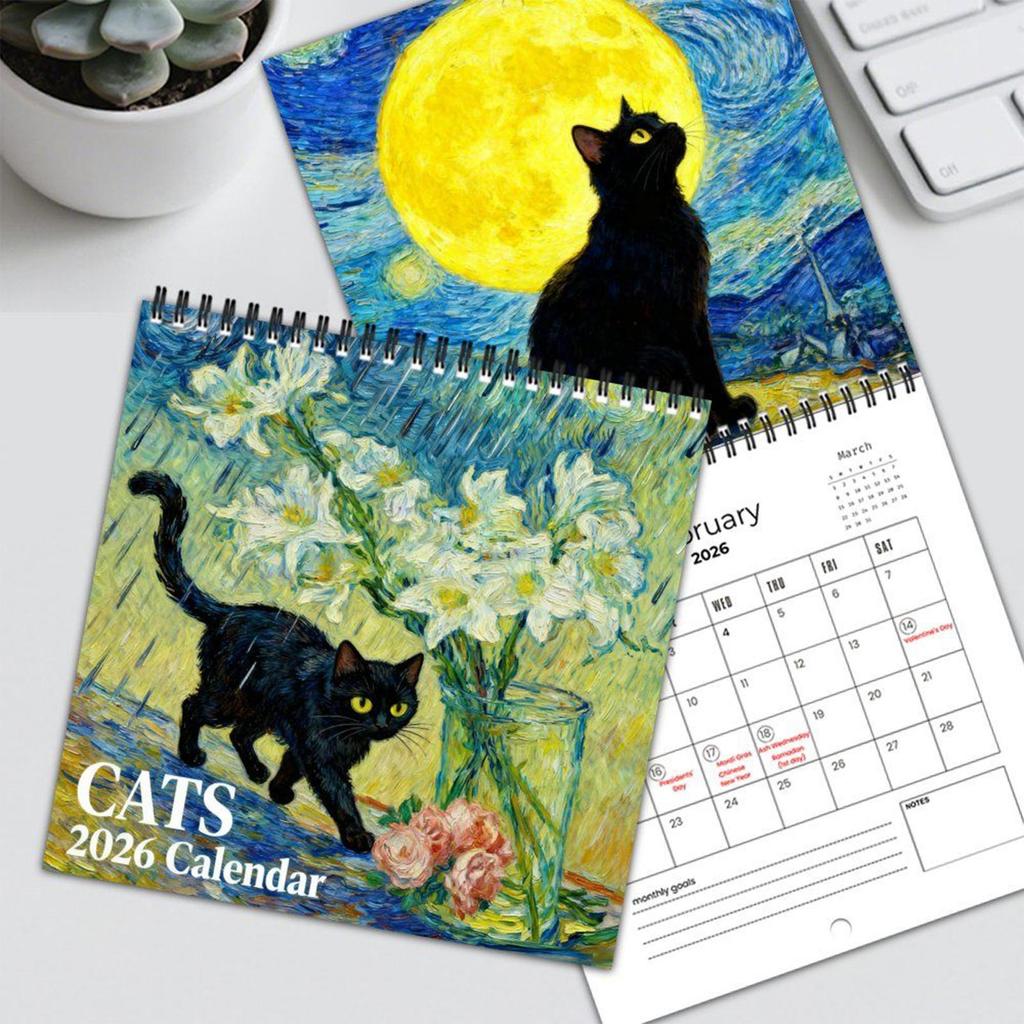 Cat Calendar 2026 Runs from January Until December 2026 Cat Monthly Calendar Jan - Dec 2026 Wall Planner for Home Living Room