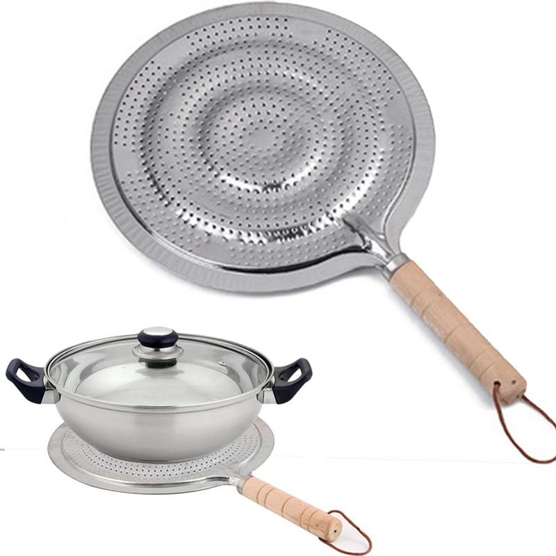 Metal 21Cm Cook Ring Heat Insulating Mats Kitchen Utensils Wooden Handle Stove Pan Gas/Electric/Induction Cooker Heat Diffuser