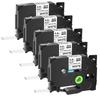 5PK Heat Shrink Tubes 5.8mm Compatible Brother Hse-211 Label Tape  Black On White Cartridge Cassette For P-Touch Label Printers