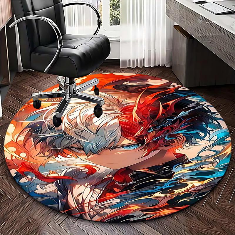 1pc Anime Design Round Carpet Office Chair Mat, Non Slip Rug for Anime Lovers | Festival Gift, Decor | Home Office, Living Room, Bedroom