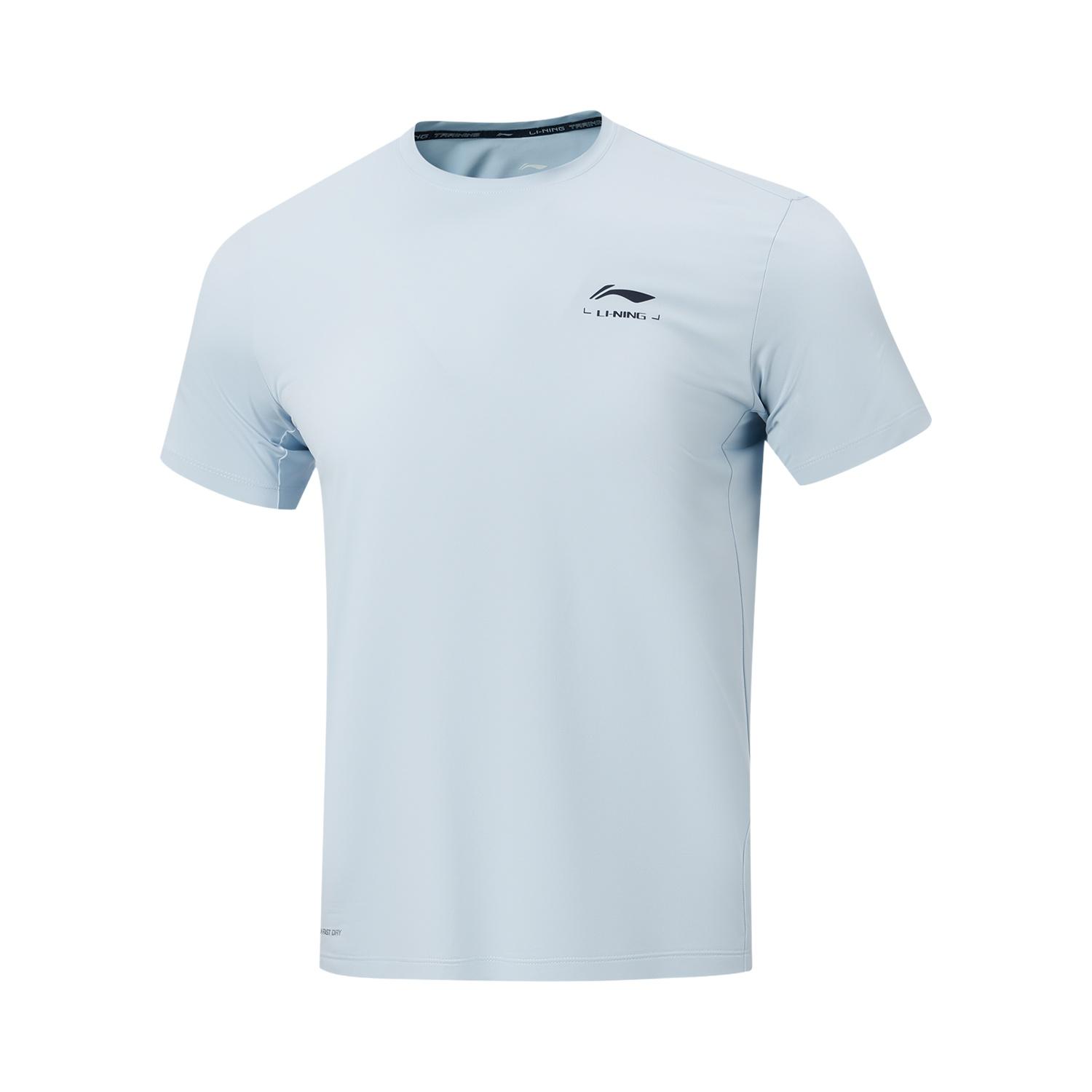 Li-Ning Серия Фитнес Влагоотводящая Быстросохнущая Круглый вырез Логотип Повседневная Футболка с коротким рукавом Мужские Топы ATSW485-6 S