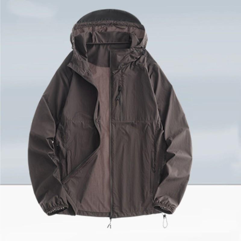 Haut Sonnenschutzjacke Herren Sommer UV Leichtgewicht Eisseide Kapuzenmantel Outdoor Reiten Angeln Windjacke