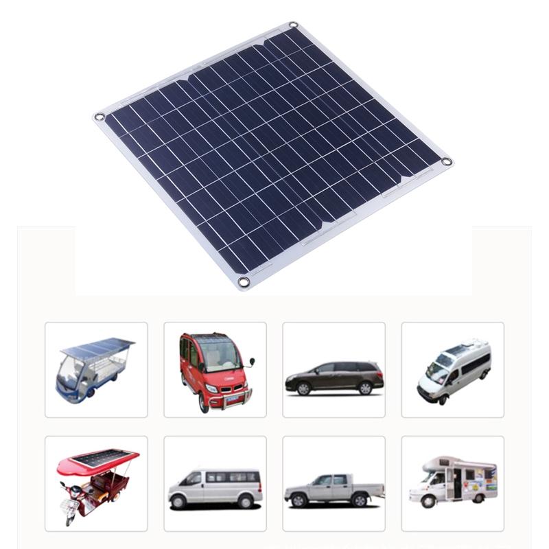 50W Solar Panel Car Charger Dual USB Ports Outdoor Charger Power With USB Cable