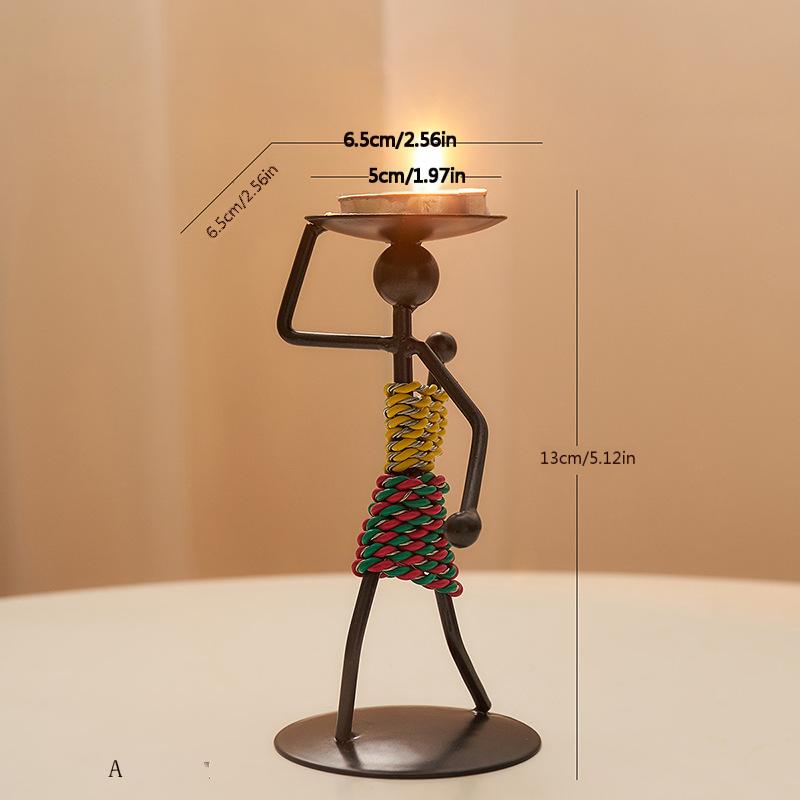 Vintage Light Luxury Table Decoration Candle Holder Iron Home Romantic Candlelight Dinner Metal Candle Holder Knick-knack Props
