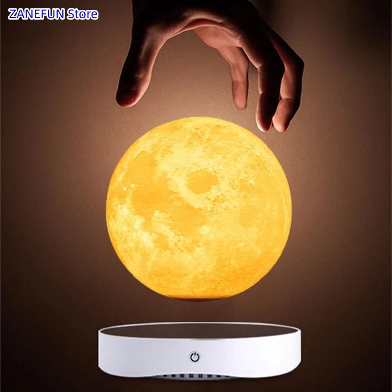 Levitating Luna Maglev Moon Lamp Night Light Mirror Base 3D Printing Moon 18cm 3 Colors Great Gift for Christmas Birthday