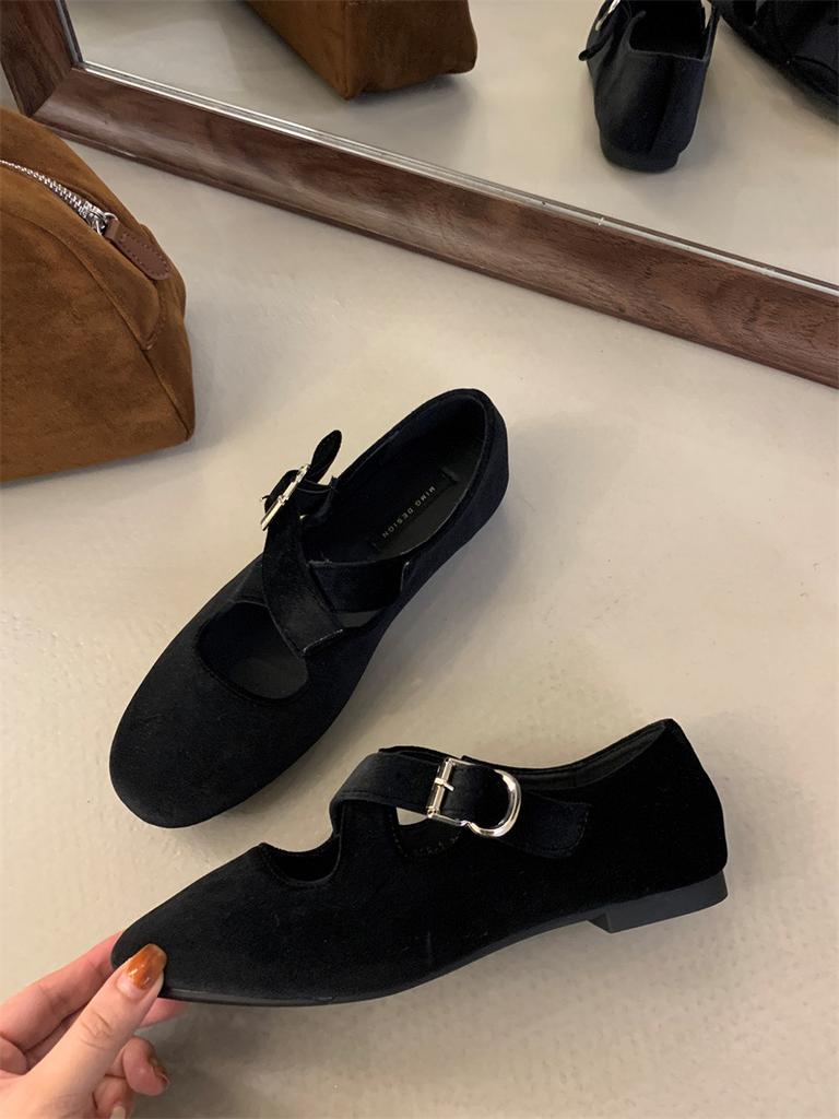 Fashion IPPEUM Women Mary Janes Shoes Ballet Flats Buckle Red Dress Ballerinas Zapatos Mujer